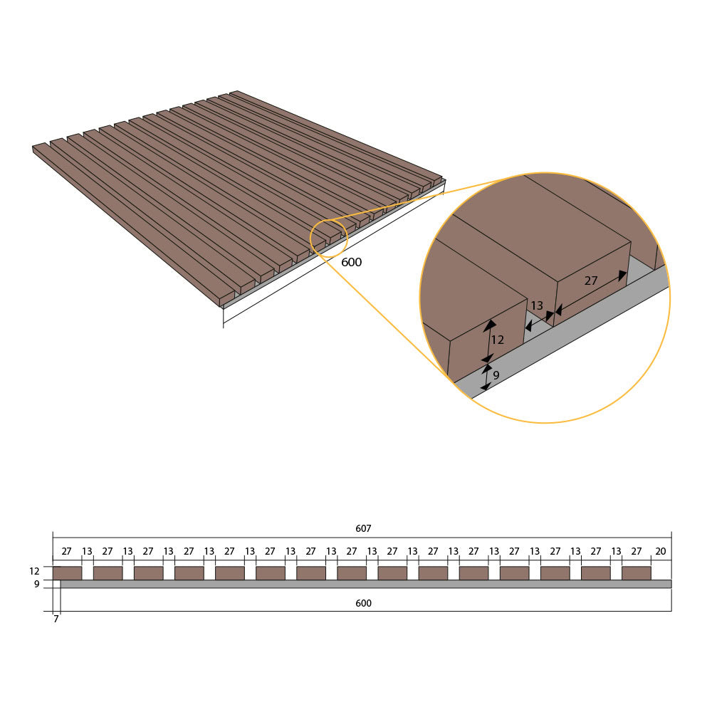 Lattenwand blackwood 278x60cm
